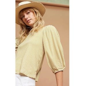 Anthropologie Eri + Ali Womens Sal Gold Stripe Tee